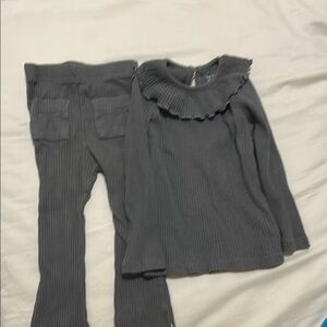Kids Gray Ribbed Matching Set